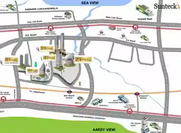 Sunteck City location map, Goregaon